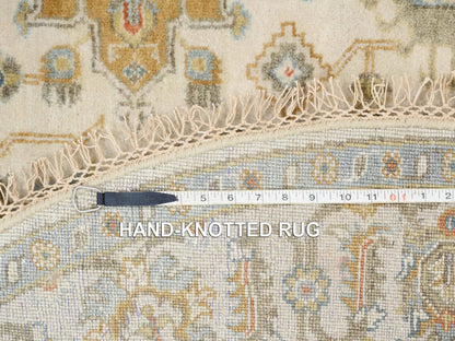 Ivory 6'1" x 6'0" Heriz Hand knotted Wool Rug - Sku: O063419