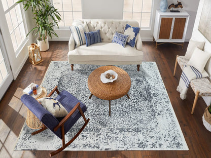 Grey 8'0" x 8'0" Transitional Hand knotted Wool/Silk Rug - Sku: O063455