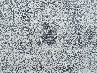 Transitional hand-knotted wool/silk rug in Gray, 8' x 8' — SKU O063455 (view 9)