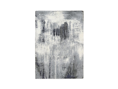 Grey 4'1" x 6'0" Modern / Contemporary Hand knotted Wool/Silk Rug - Sku: O063462