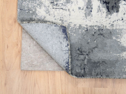 Grey 4'1" x 6'0" Modern / Contemporary Hand knotted Wool/Silk Rug - Sku: O063462