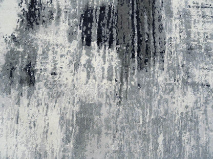 Grey 4'1" x 6'0" Modern / Contemporary Hand knotted Wool/Silk Rug - Sku: O063462