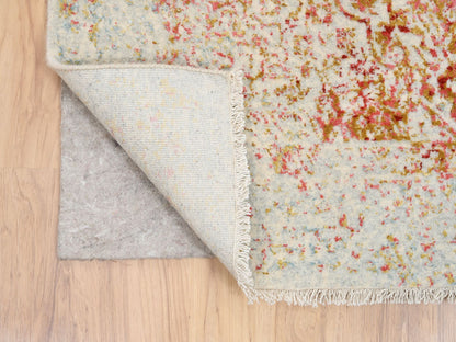 Pink 4'0" x 11'9" Modern / Contemporary Hand knotted Wool/Silk Rug - Sku: O063466