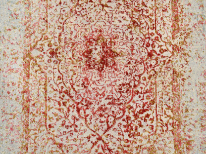 Pink 4'0" x 11'9" Modern / Contemporary Hand knotted Wool/Silk Rug - Sku: O063466