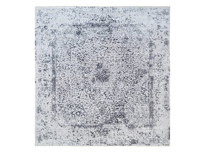 Grey 12'0" x 12'0" Transitional Hand knotted Wool/Silk Rug - Sku: O063467