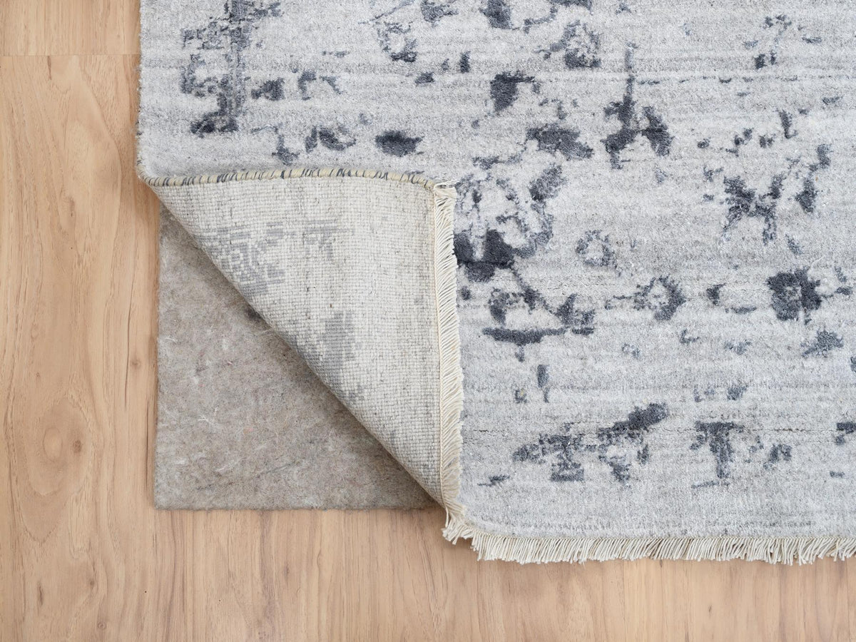 Transitional hand-knotted wool/silk rug in Gray, 12' x 12' — SKU O063467 (view 4)