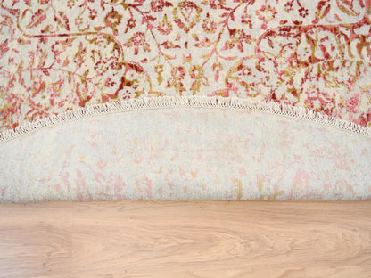 Modern / Contemporary hand-knotted wool/silk rug in Pink & Ivory, 9'8" x 9'8" — SKU O063468 (view 5)