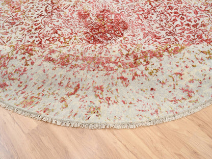 Pink 9'8" x 9'8" Modern / Contemporary Hand knotted Wool/Silk Rug - Sku: O063468