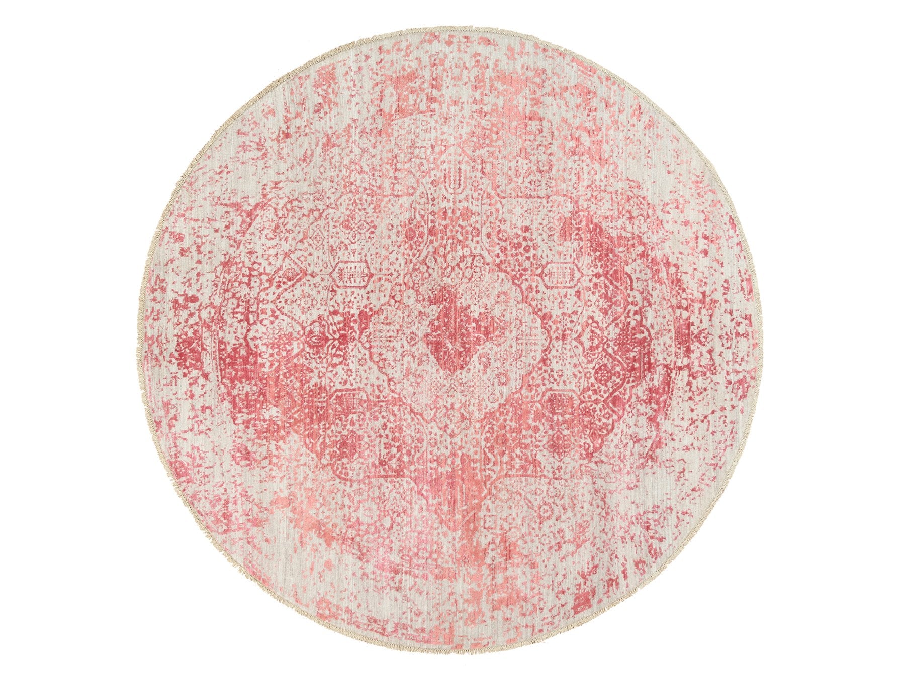 Transitional hand-knotted wool/silk rug in Pink, 8'9" x 8'9" — SKU O063469