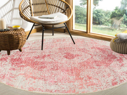 Pink 8'9" x 8'9" Transitional Hand knotted Wool/Silk Rug - Sku: O063469