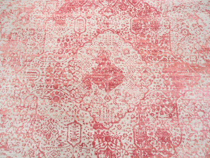 Pink 8'9" x 8'9" Transitional Hand knotted Wool/Silk Rug - Sku: O063469