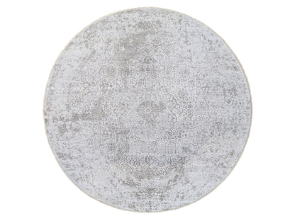 Grey 11'9" x 11'9" Transitional Hand knotted Wool/Silk Rug - Sku: O063477