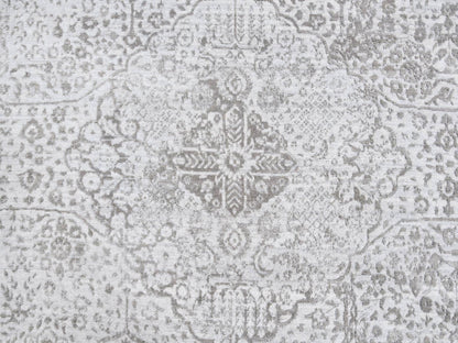 Grey 11'9" x 11'9" Transitional Hand knotted Wool/Silk Rug - Sku: O063477