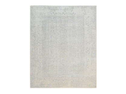 Modern / Contemporary hand-knotted wool/silk rug in Beige, 8' x 10'1" — SKU O063479