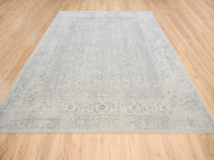 Modern / Contemporary hand-knotted wool/silk rug in Beige, 8' x 10'1" — SKU O063479 (view 2)