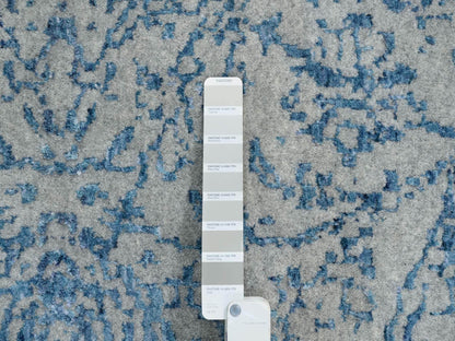 Transitional hand-knotted wool/silk rug in Blue, 11'10" x 15' — SKU O063480 (view 7)
