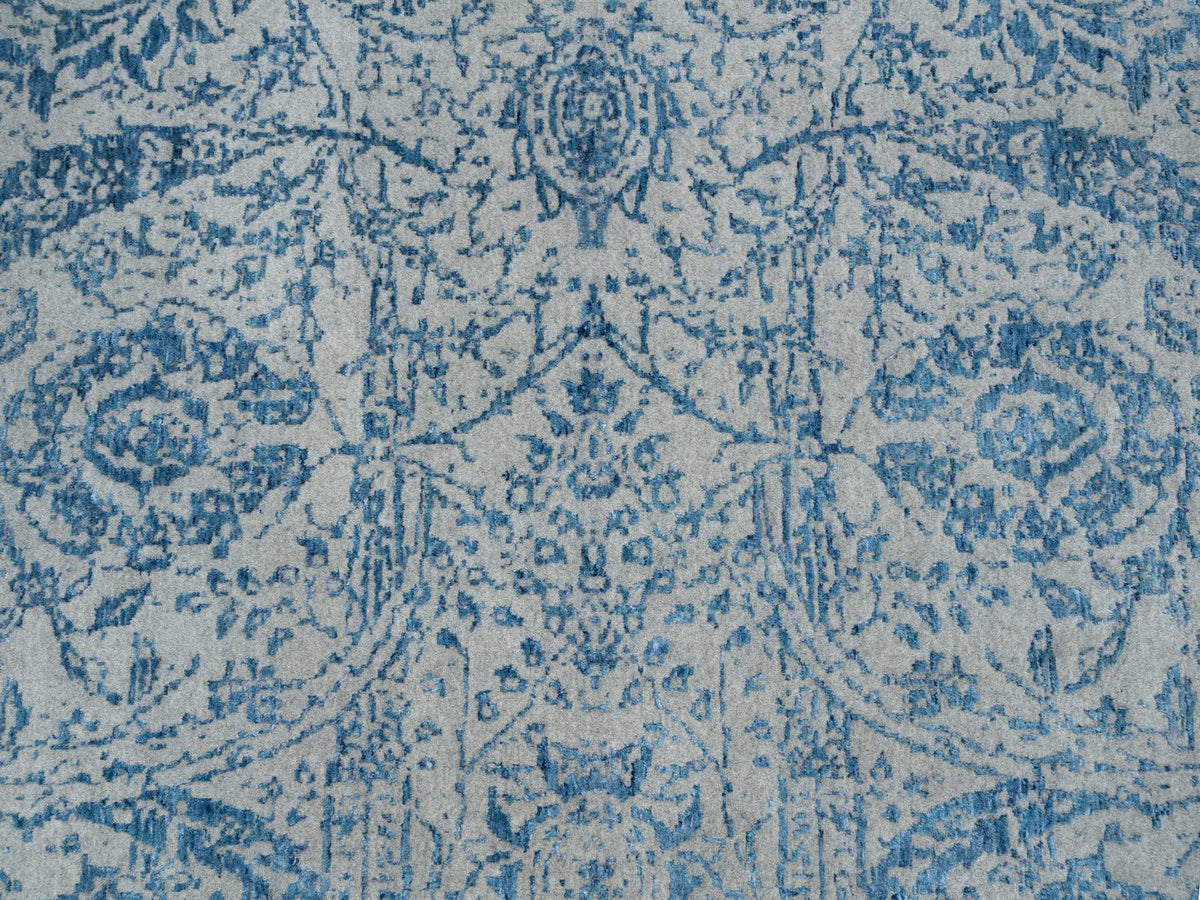 Transitional hand-knotted wool/silk rug in Blue, 11'10" x 15' — SKU O063480 (view 8)