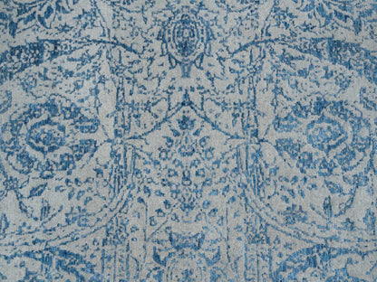 Transitional hand-knotted wool/silk rug in Blue, 11'10" x 15' — SKU O063480 (view 8)
