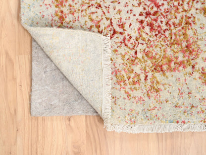 Pink 2'4" x 8'0" Modern / Contemporary Hand knotted Wool/Silk Rug - Sku: O063482