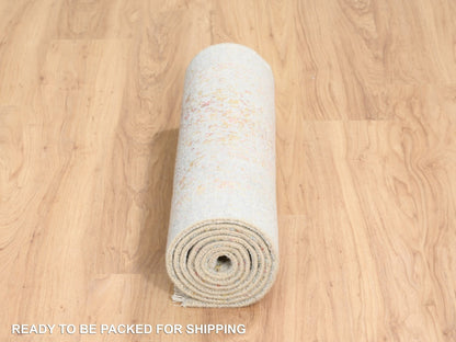 Pink 2'4" x 8'0" Modern / Contemporary Hand knotted Wool/Silk Rug - Sku: O063482