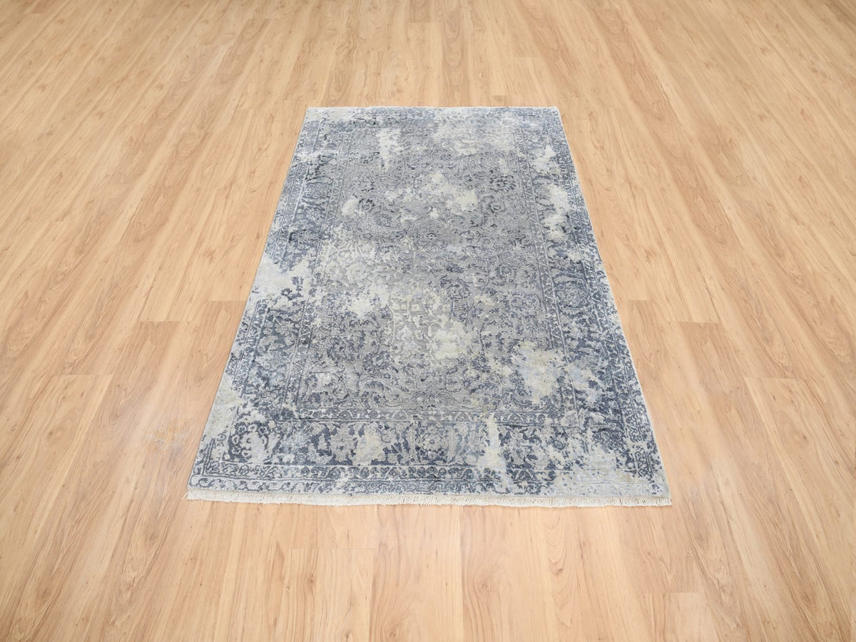 Kashan Transitional hand-knotted wool/silk rug in Gray, 3'10" x 6' — SKU O063483 (view 2)