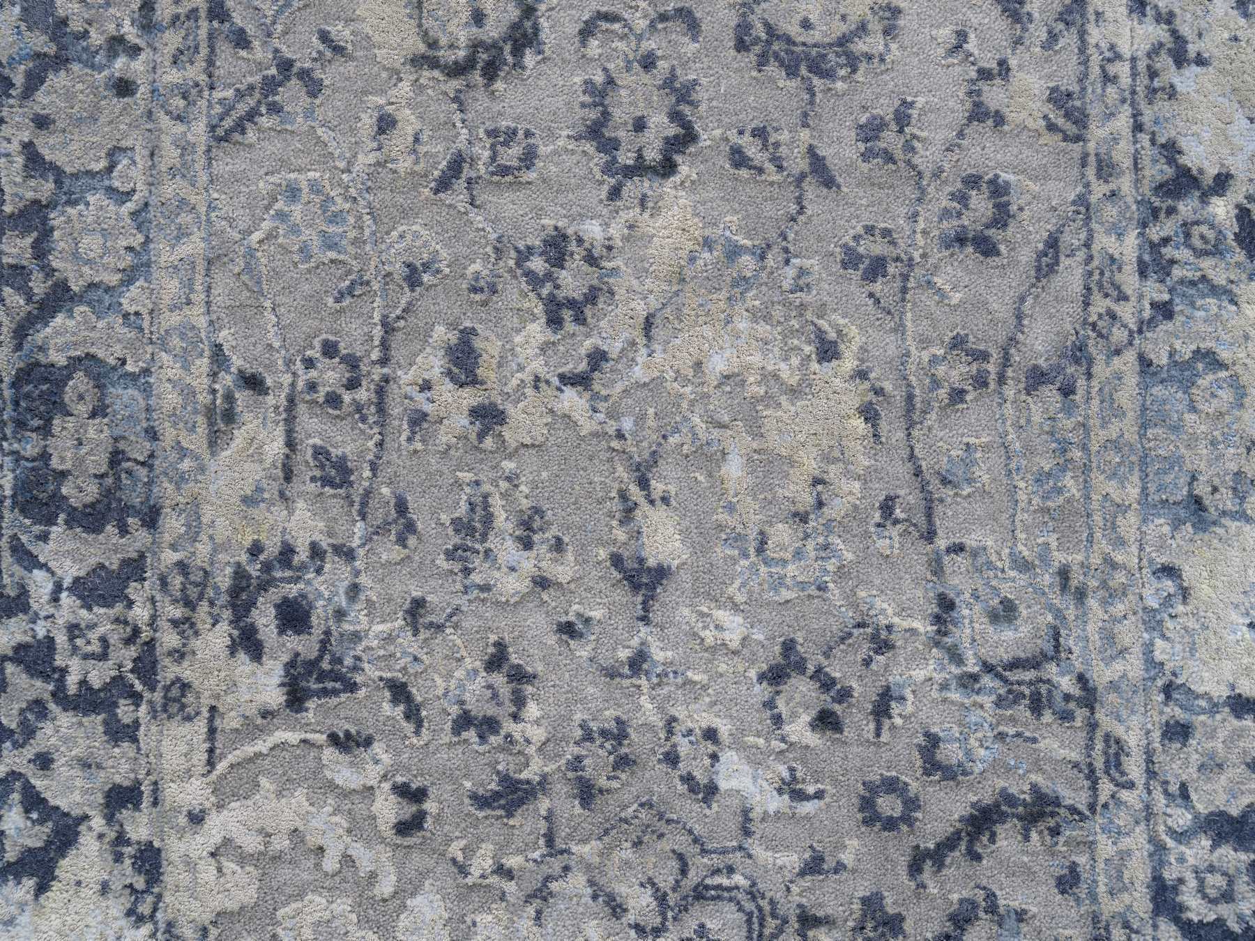 Kashan Transitional hand-knotted wool/silk runner in Gray & Blue, 2'8" x 7'8" — SKU O063496 (view 5)