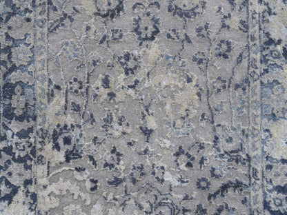 Kashan Transitional hand-knotted wool/silk runner in Gray & Blue, 2'8" x 7'8" — SKU O063496 (view 5)