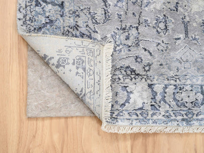 Grey 3'2" x 4'10" Transitional Hand knotted Wool/Silk Rug - Sku: O063497