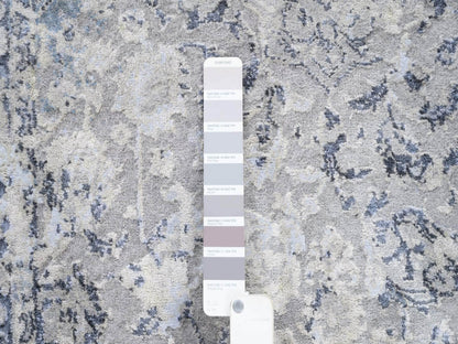 Grey 3'2" x 4'10" Transitional Hand knotted Wool/Silk Rug - Sku: O063497