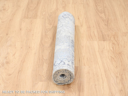 Grey 3'2" x 4'10" Transitional Hand knotted Wool/Silk Rug - Sku: O063497