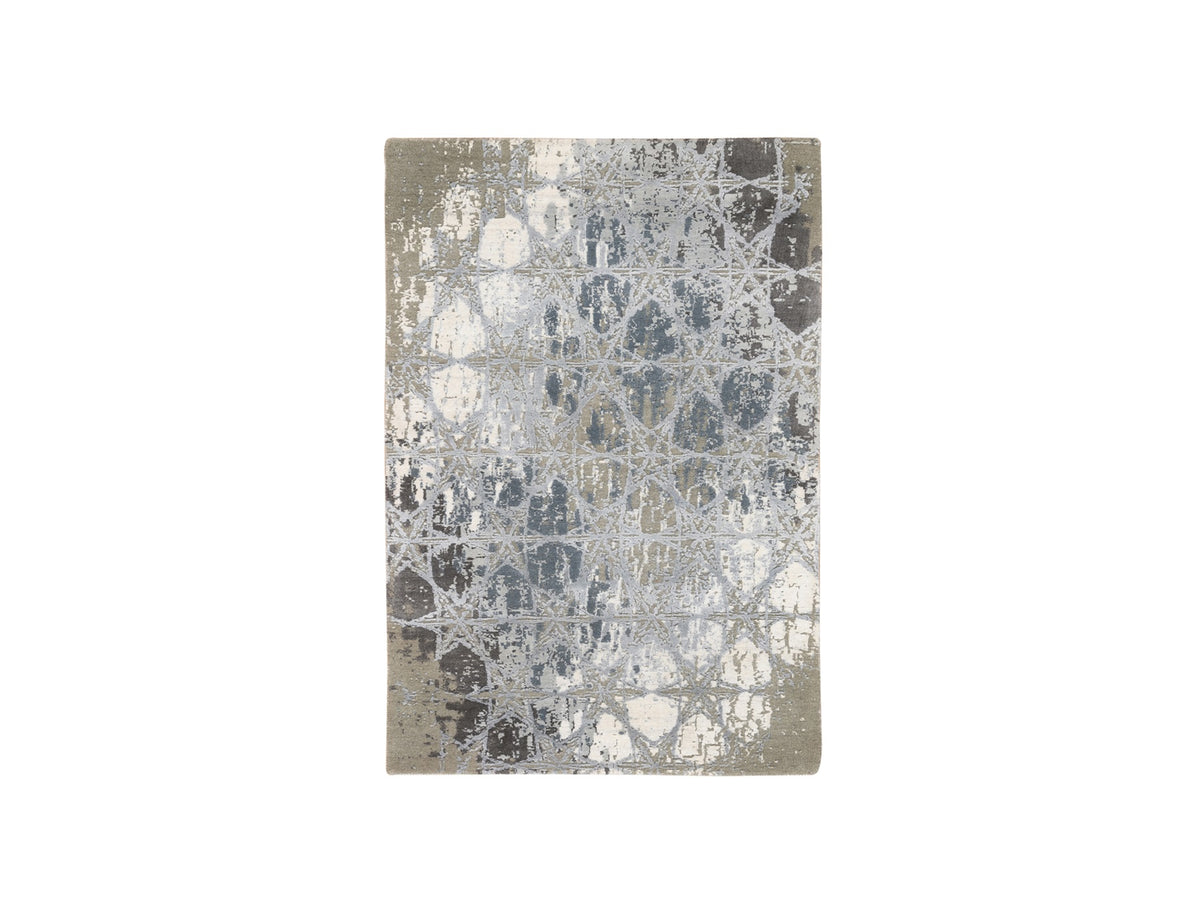 Modern / Contemporary hand-knotted wool/silk rug in Gray, 3' x 5' — SKU O063499