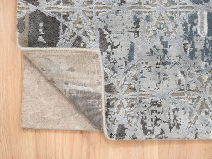 Grey 3'0" x 5'0" Modern / Contemporary Hand knotted Wool/Silk Rug - Sku: O063499