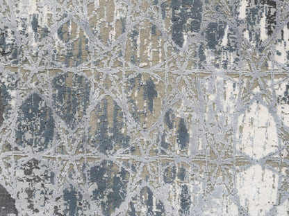Grey 3'0" x 5'0" Modern / Contemporary Hand knotted Wool/Silk Rug - Sku: O063499
