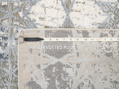 Grey 3'0" x 5'0" Modern / Contemporary Hand knotted Wool/Silk Rug - Sku: O063499