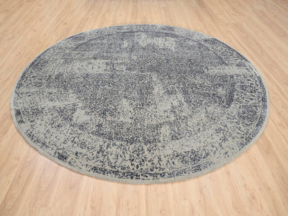 Grey 10'0" x 10'0" Modern / Contemporary Handloom Wool/Silk Rug - Sku: O063504