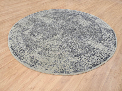 Grey 10'0" x 10'0" Modern / Contemporary Handloom Wool/Silk Rug - Sku: O063504