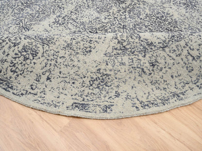 Grey 10'0" x 10'0" Modern / Contemporary Handloom Wool/Silk Rug - Sku: O063504