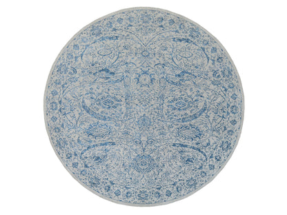 Transitional hand-knotted wool/silk rug in Blue, 12' x 12' — SKU O063506