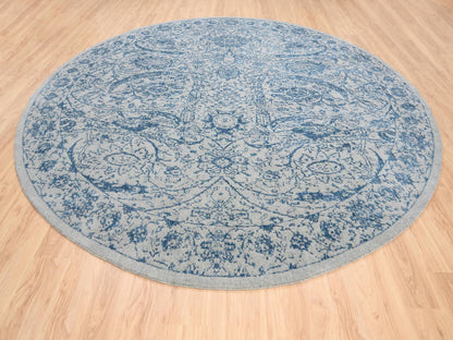 Transitional hand-knotted wool/silk rug in Blue, 12' x 12' — SKU O063506 (view 3)