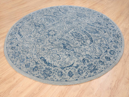 Blue 12'0" x 12'0" Transitional Handloom Wool/Silk Rug - Sku: O063506