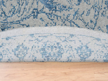 Blue 12'0" x 12'0" Transitional Handloom Wool/Silk Rug - Sku: O063506