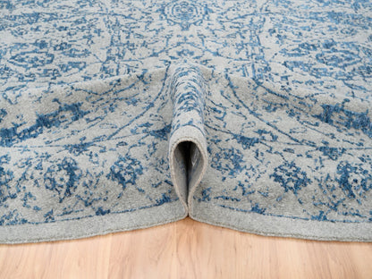 Transitional hand-knotted wool/silk rug in Blue, 12' x 12' — SKU O063506 (view 6)