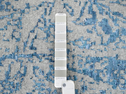 Transitional hand-knotted wool/silk rug in Blue, 12' x 12' — SKU O063506 (view 8)