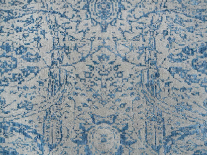 Transitional hand-knotted wool/silk rug in Blue, 12' x 12' — SKU O063506 (view 9)