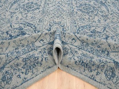 Transitional hand-knotted wool/silk rug in Blue, 10' x 14' — SKU O063508 (view 5)