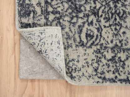 Grey 2'7" x 12'2" Modern / Contemporary Handloom Wool/Silk Rug - Sku: O063515