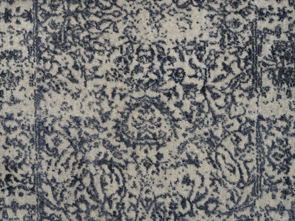 Grey 2'7" x 12'2" Modern / Contemporary Handloom Wool/Silk Rug - Sku: O063515