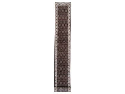 Herati Fine Oriental hand-knotted wool runner in Black & Ivory, 2'5" x 20' — SKU O063530
