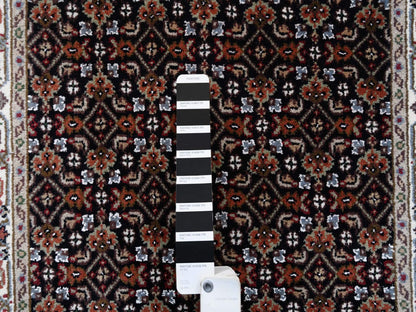 Herati Fine Oriental hand-knotted wool runner in Black & Ivory, 2'5" x 20' — SKU O063530 (view 4)