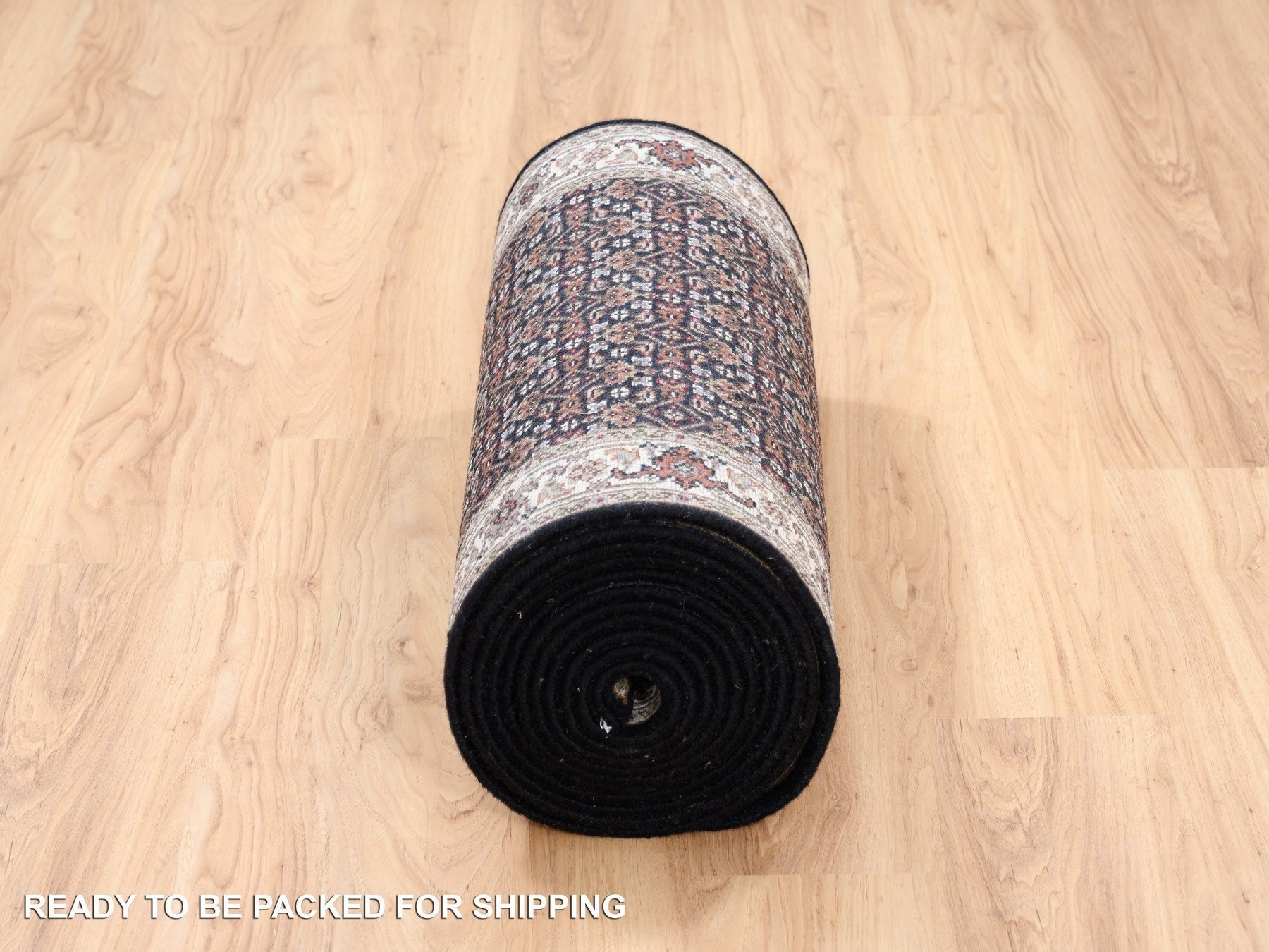 Herati Fine Oriental hand-knotted wool runner in Black & Ivory, 2'5" x 20' — SKU O063530 (view 6)